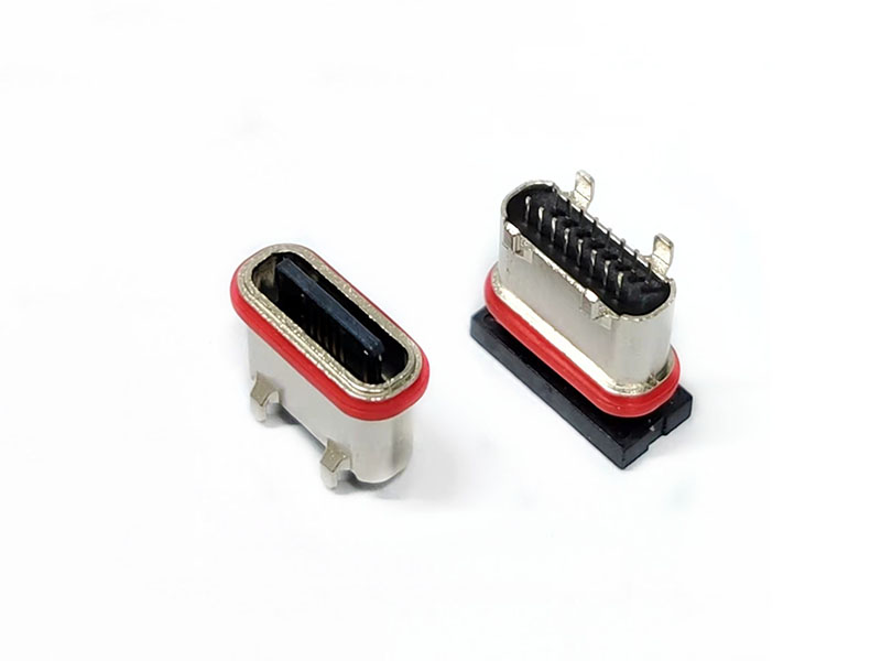 TYPE-C 16P anti jellyfish seat four legged upright plug-in board U-shaped mouth powder metallurgy shell