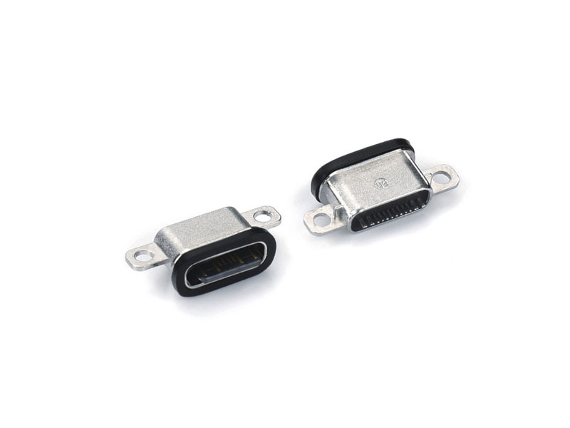 TYPE-C 16P防水母座 沉板1.6 L=6.5 舌头外露0.9 粉末冶金带螺