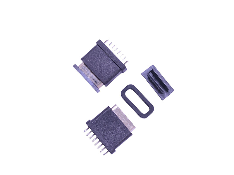 TYPE-C 6P防水母座 180度直立式DIP H=10.0mm
