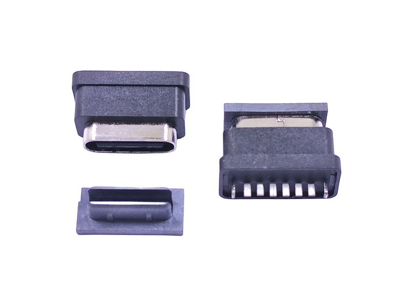 TYPE-C 6P防水母座 180度直立式DIP H=6.8mm E款