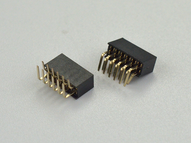 1.27*4.3-2*6P弯针排针排母连接器